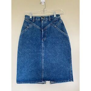 Vintage USA Zena denim skirt back slit size 7 juniors/ XS womens